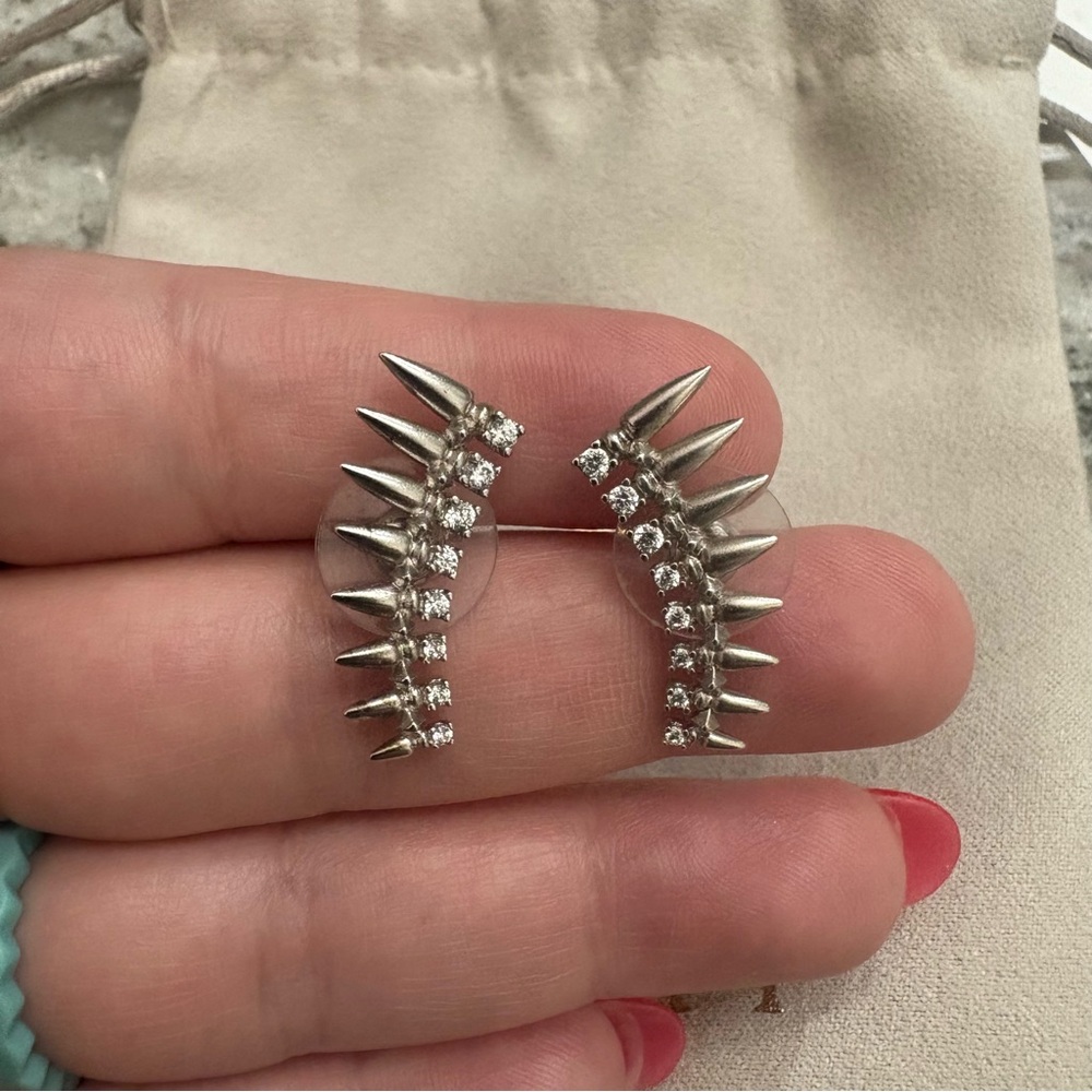 Kendra Scott Silver Spike Ear Climbers Earrings - Picture 2 of 3